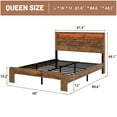 thumbnail image 3 of Queen Size Bed Frame with Charging Station, Wood Platform Bed Frame with LED Light and Storage Headboard, Noise Free, No Box Spring Needed, Dark Brown, 3 of 6