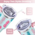 thumbnail image 5 of 40oz Tropical Pineapple Pattern Stainless Steel Flip Straw Tumbler Spill Proof Travel Cup Double Wall Vacuum Insulated Coffee Mug with Top Handle, 5 of 6