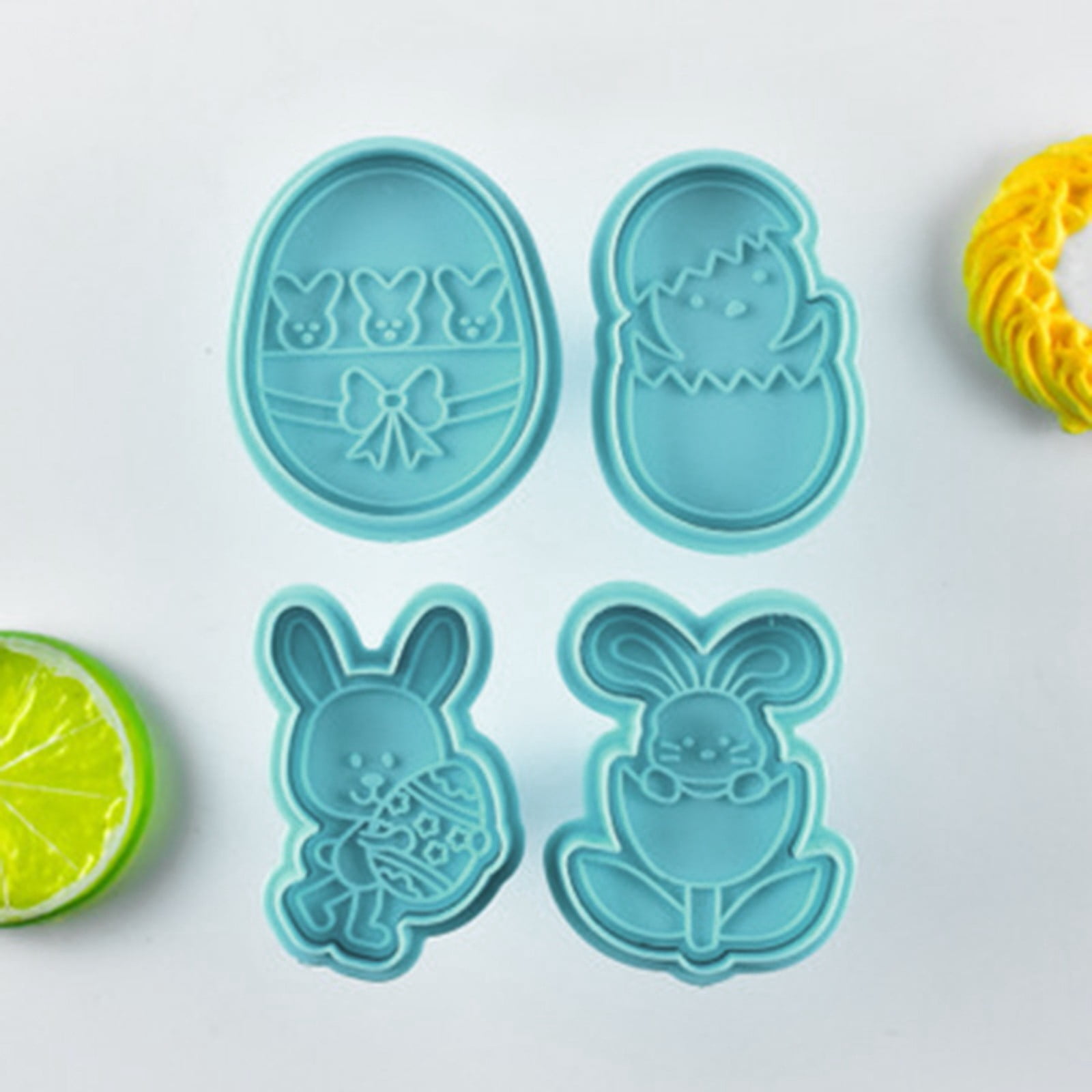 4pc Cookies Cutter PUSH Biscuit Pastry Fondant Cake Decorating Mould FRUIT LEAF 