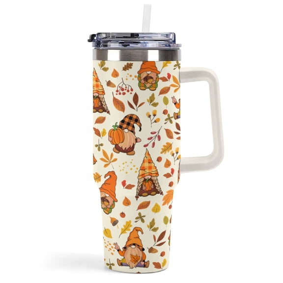 40 oz Fall Gnome Tumbler Insulated Stainless Tumbler, Fall Travel Coffee Cup Water Botter, Autumn Fall Gift for Thanksgiving Christmas