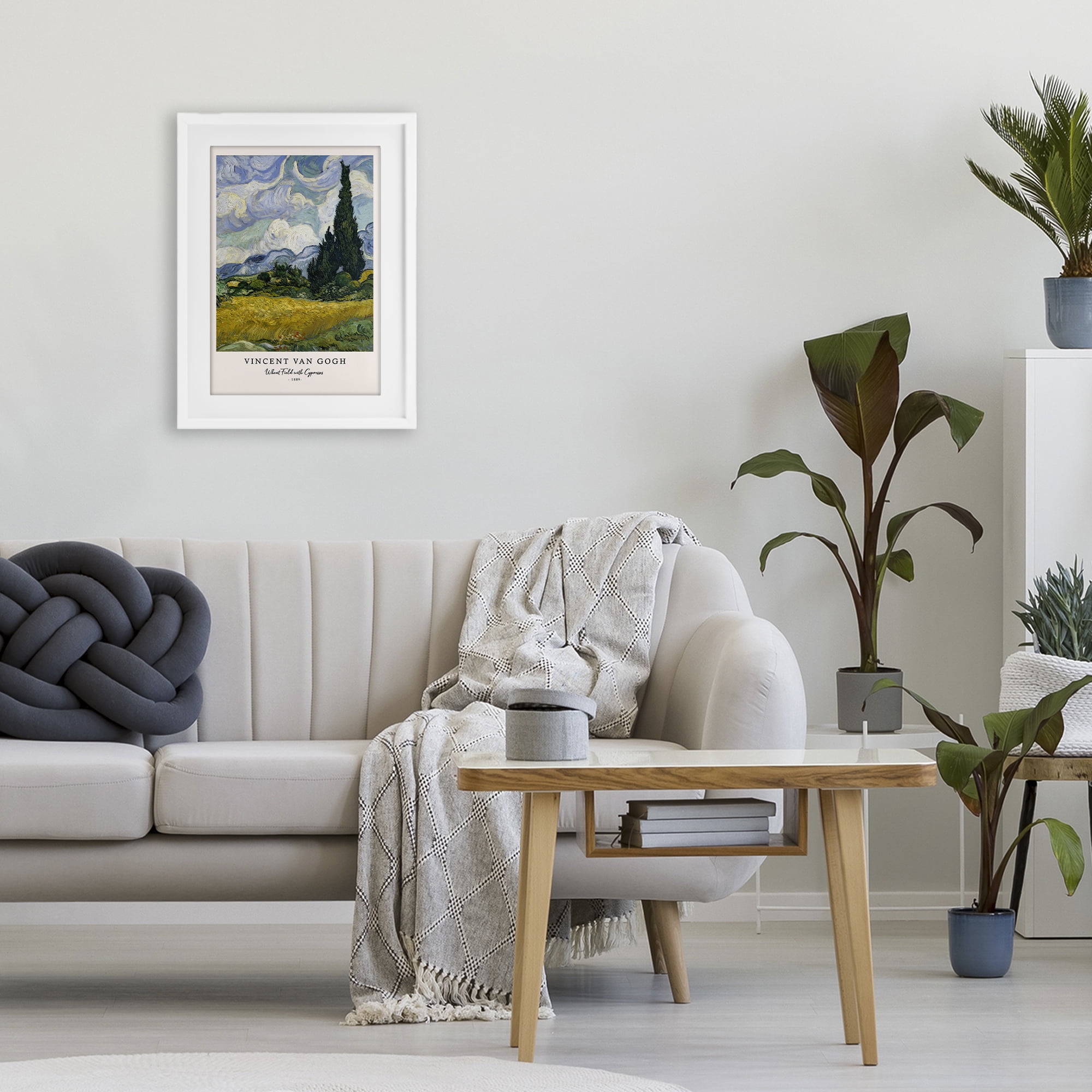 Stupell Industries Classic Wheat Fields with Cypresses White Framed Print Under Glass, design by Vintage Hustle