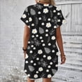 thumbnail image 4 of DPTALR Robe à Manches Courtes et Col Rond Imprimé Floral pour Femmes, Simple et Confortable, avec Poche, 4 of 6