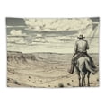 thumbnail image 5 of Fenyluxe  Western Wild West Landscape Illustration Mountains Cowboys Desert Cactus Plants Tapestry Wall Hanging Bedroom Living Room Dorm House Patry Decor Decorations Tapestry 50x40inch, 5 of 6