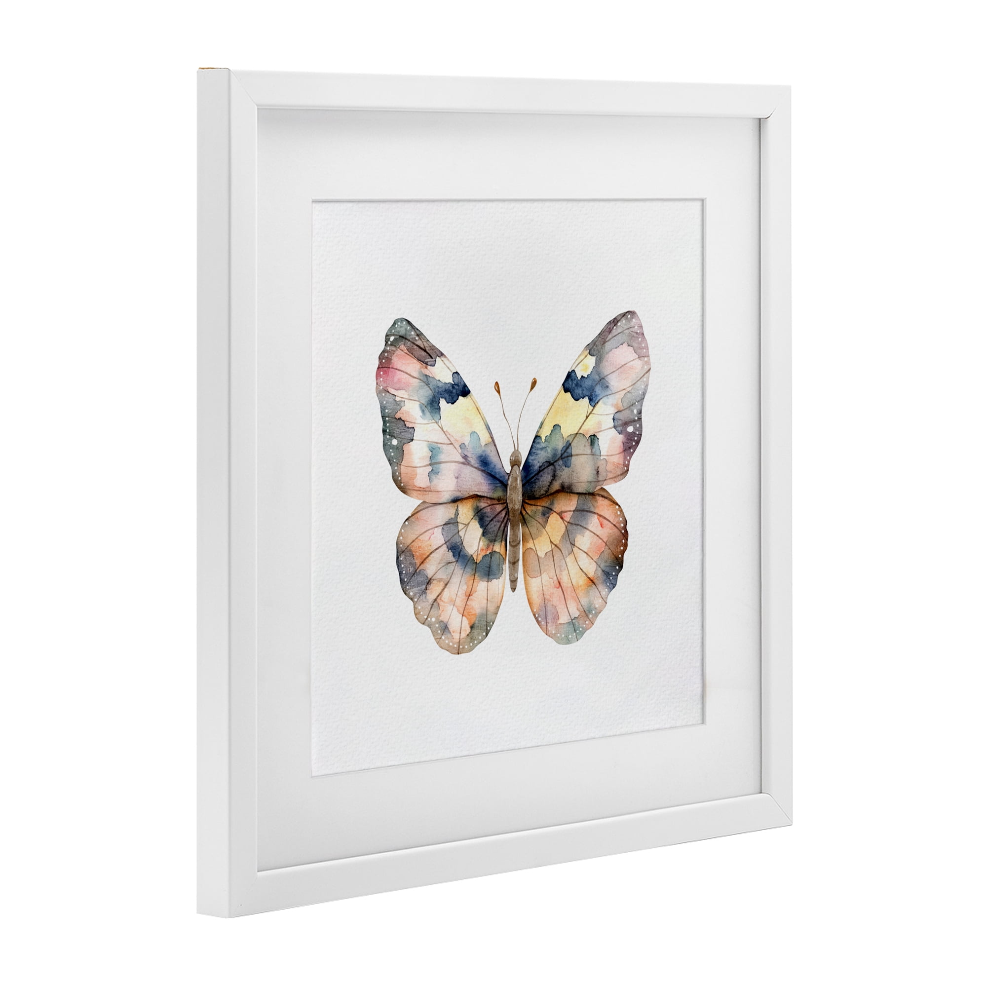 Stupell Industries Traditional Watercolor Butterfly White Framed Print Under Glass, design by Kim Allen