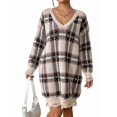 thumbnail image 2 of Robe Chandail Décontractée Automne Col en V Manches Longues Coupe Ample Motif Chaud Mini Robe Chandail Taille Unique, 2 of 10