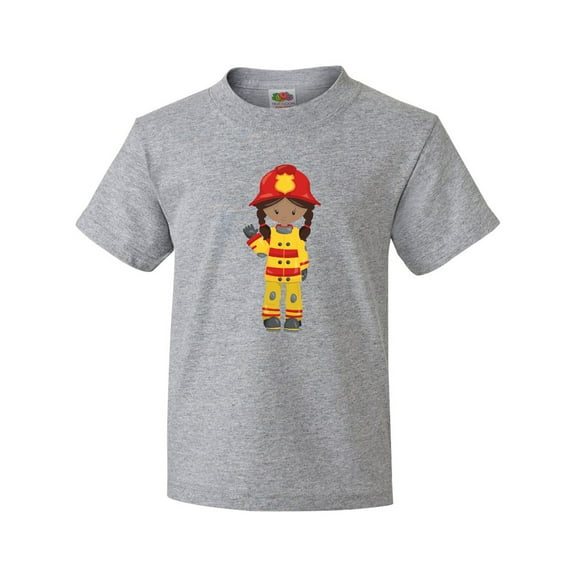 Inktastic African American Girl, Girl Fireman, Firefighter Youth T-Shirt