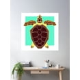 thumbnail image 2 of Loggerhead Sea Turtle Geometric Art With Background Square Poster Wall Art, Modern Wall Decor For Living Room Bedroom, 17x17 UNFRAMED, 2 of 3