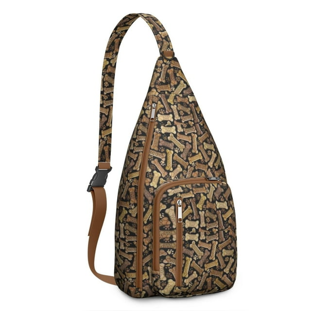 Aesthetic Dog Sling Bag - Dogs and Flowers Print Shoulder Backpack (Water-Resistant & Lightweight, Stylish Design)
