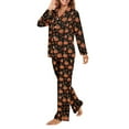 thumbnail image 2 of FOR U DESIGNS Thanksgiving Pumpkin Maple Leaf Pajama Sets for Women 2 Piece Button Down Long Sleeve Pants and V-neck Tops for Women Size XL Button Up Jogger Sleepwear, 2 of 7