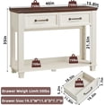 thumbnail image 2 of Joaxswe Farmhouse Console Table with 2 Storage Drawer and Open Storage Shelf, Rustic Entryway Table for Home, Antique White, 2 of 9