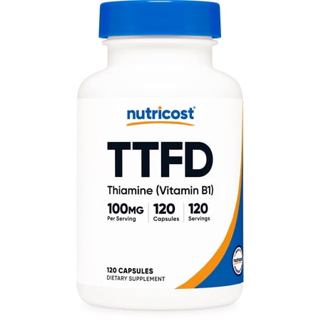 Nutricost TTFD Thiamine (Vitamin B1) 100mg, 120 Capsules - Vegan-Friendly, GMO-Free, Gluten-Free
