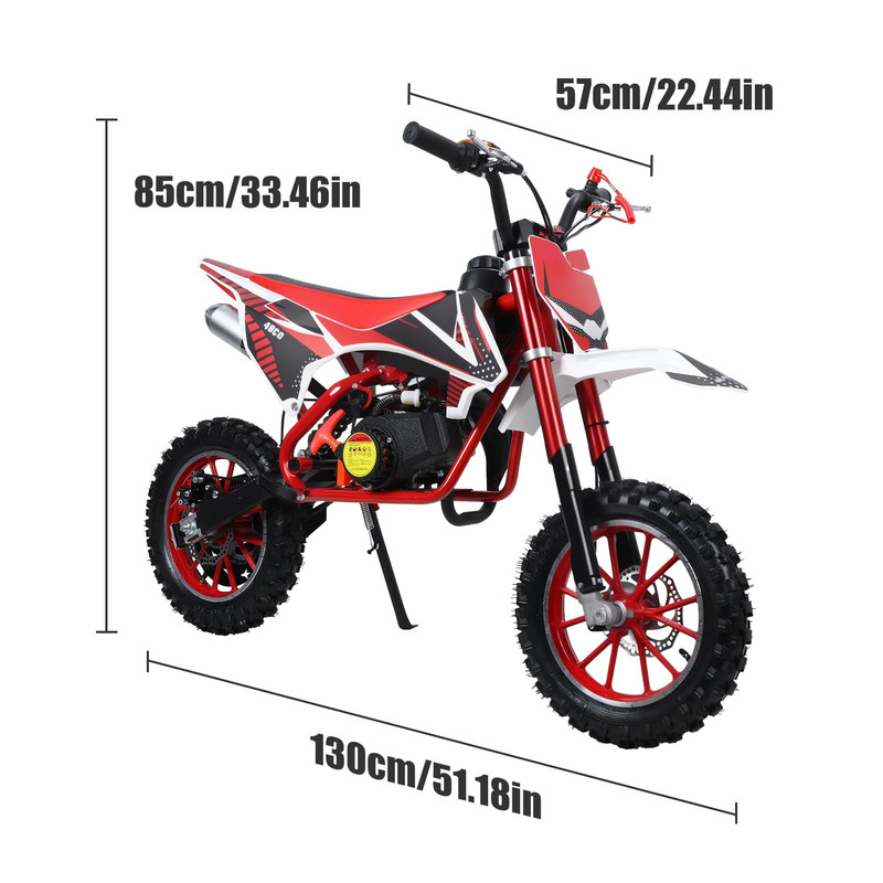 Floseru 49cc Dirt Bike for Kids, Mini Bike Gas Powered Off Road Trail Bike with Speeds up to 25 MPH for Uphill and Off-Road Conditions, 2-Stroke