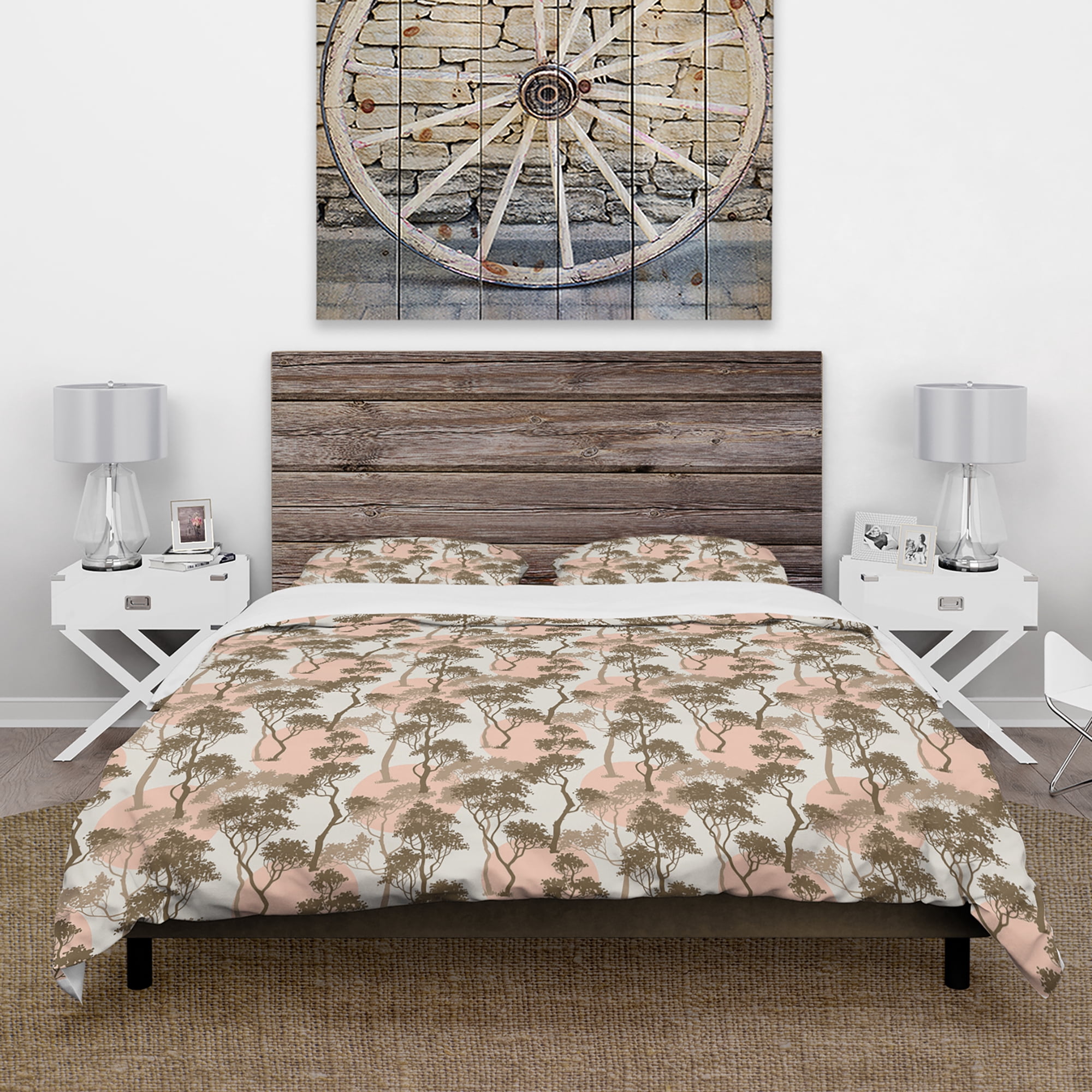 Designart 'Trees Under The Full Moon in Forest' Abstract Duvet Cover Set