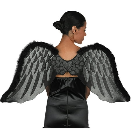Black Marabou Angel Wings for Adults, One Size, 18 Inches by 38 Inches