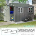 thumbnail image 5 of 4 x 10 ft Metal Outdoor Storage Shed with 2 Windows, Lean to Storage Sheds W/lockable Door, Foundation & Air Vents, All Weather Waterproof Garden Tool House for Backyard, Patio, Lawn, Gray, 5 of 7