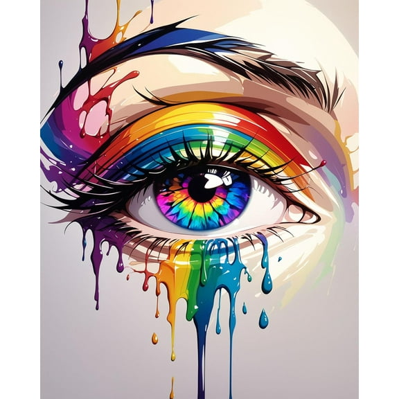 DIY 5D Diamond Painting Kit (For Adults) Diamond Painting "Colored Eyes" - Full Diamond Crystal Rhinestone Embroidery Craft Kit, Can Be Used as Gift, Wall Decoration