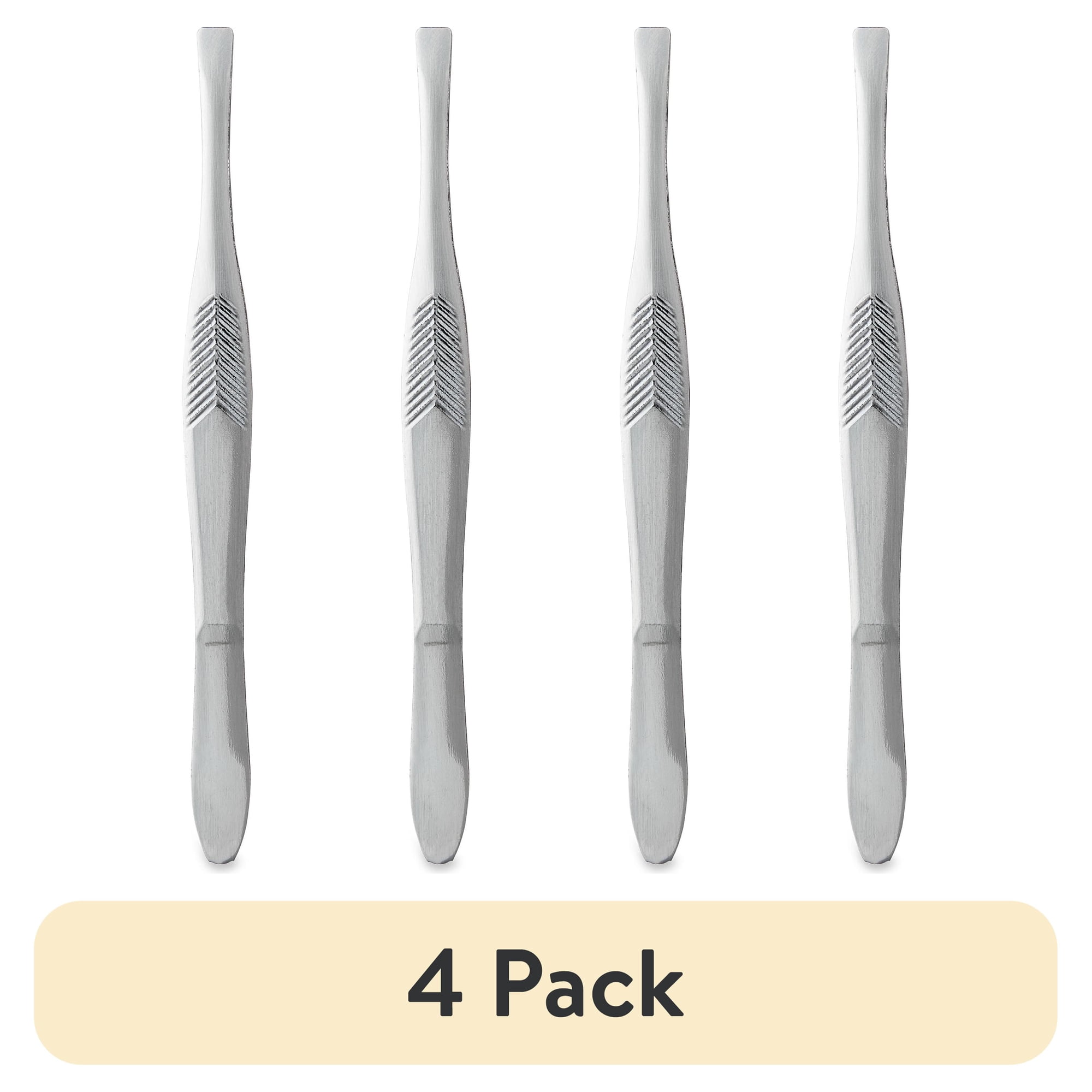 (4 pack) Equate Stainless Steel Duo Slant and Square-Tip Tweezer Set, 2 Pieces