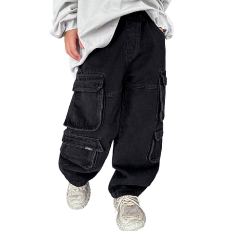 Xijirk Boys Pants Jeans Comfortable Fit Stylish Design Casual Denim Apparel with Durable Fabric Easy Move for Outdoor Play Black 6-7 Years
