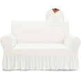 thumbnail image 2 of Loveseat Cover Super Soft 1-Piece White Slipcover for Loveseats Stretch Universal Spandex Couch Covers for Living Room Easy Fit Washable Furniture Sofa Protector with Skirt, 2 of 17