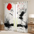 thumbnail image 2 of Manfei Ink Red Sun Crane Black Out Curtains for Home, Wetland Curtains Pack of 2 (42x63 Each) for Office, Black Red White, 2 of 6