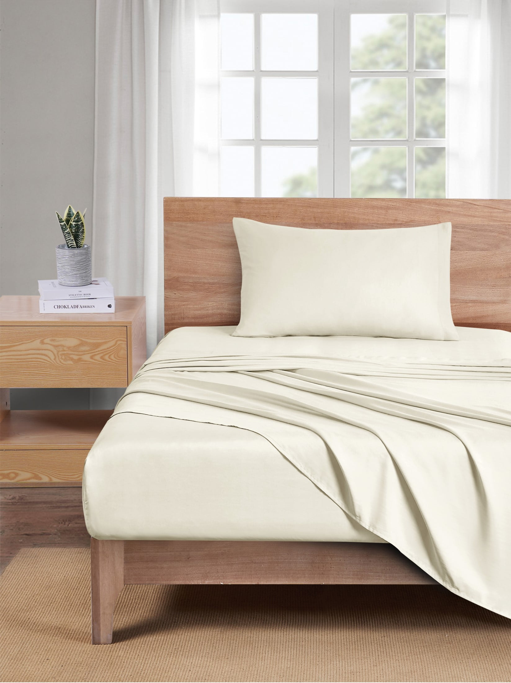 Mainstays Basic Value Microfiber Bed Sheet Set, Fresh Ivory, Twin, 3 Piece