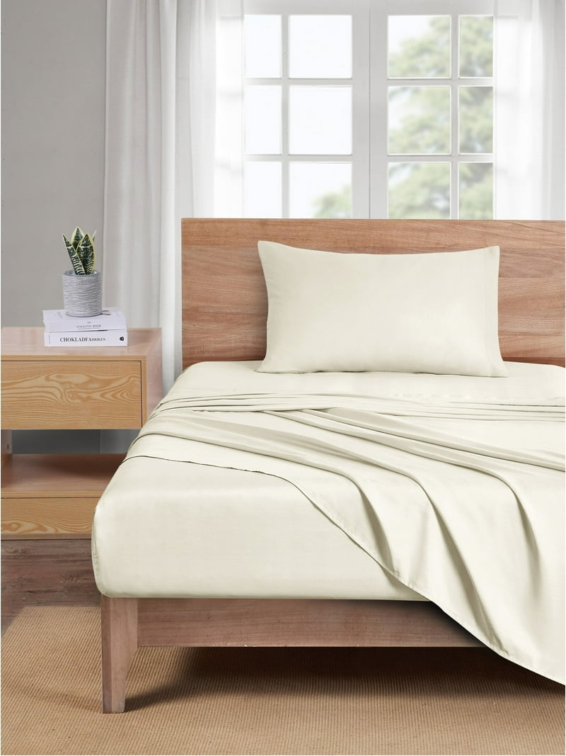 Mainstays Microfiber Bed Sheet Set Twin Ivory 3 Piece - Walmart.com