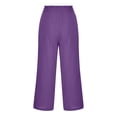 thumbnail image 5 of Xihbxyly Women's Cotton and Linen Pants Drawstring Slim Elastic Waist Pants Casual Loose Fit Comfy Lounge Pants with Pockets Purple XL, 5 of 6