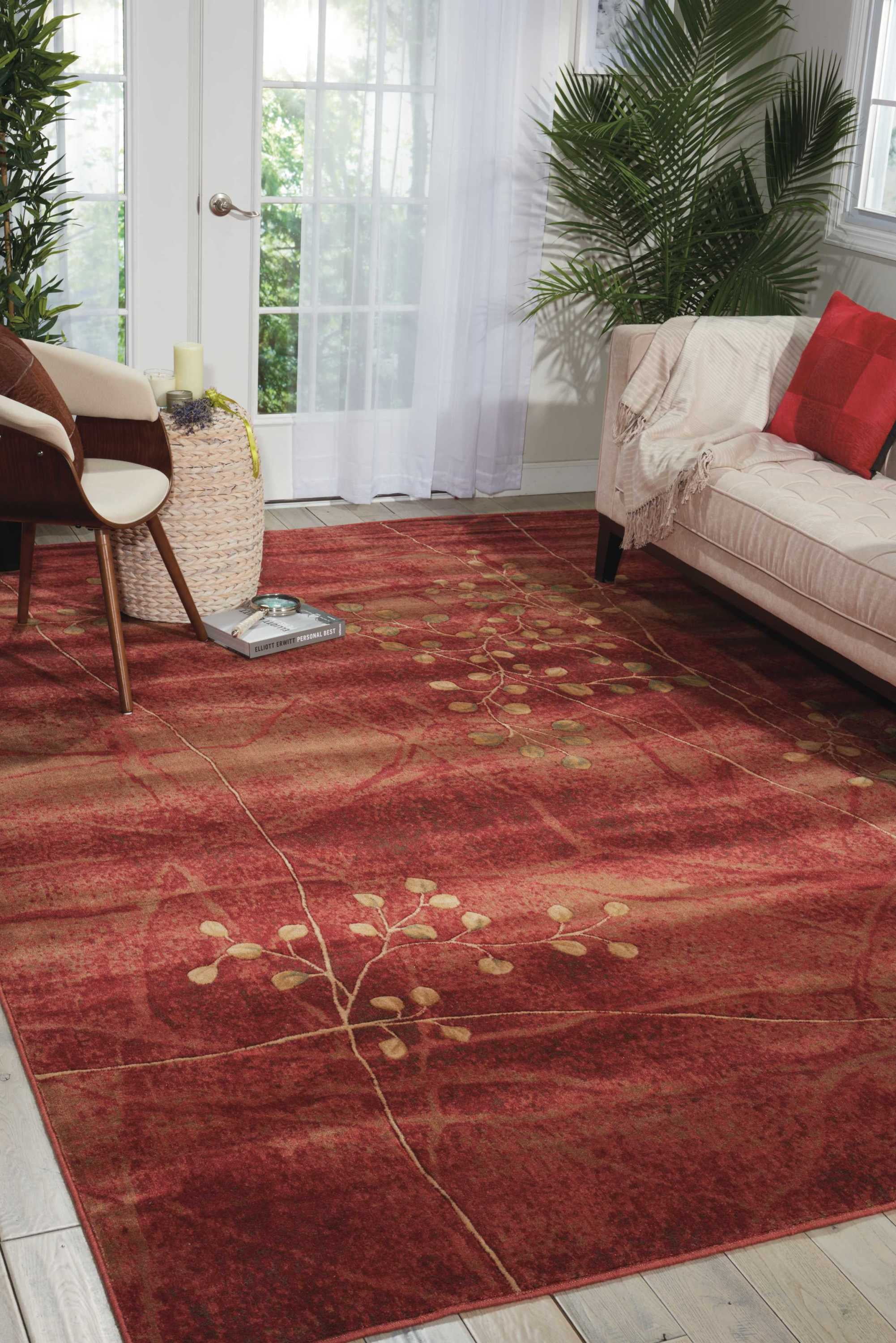 Nourison Somerset Modern Botanical Flame 3'6" x 5'6" Area Rug, (4' x 6')