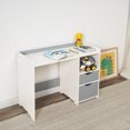 Unbrand Kids Wooden Desk, Kids Computer Desk, Has Drawer, White and