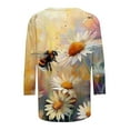 thumbnail image 4 of CYMMPU Loose Fit Round Neck Bee Pattern Blouses for Women Dressy Casual Fall Trendy Shirts 3/4 Sleeve Spring Tunic Tops Lightweight Basic Tees XXXXXL, 4 of 5