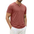 thumbnail image 2 of Mens Henley Lightweight Shirts Short Sleeve Casual Cotton Button T-Shirts Summer Basic Tee, L, 2 of 9