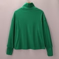 thumbnail image 5 of Women's Fashion Hoodies & Sweatshirts Comdrip Ladies' Autumn and Winter Fashionable Casual Solid Color High Neck Long Sleeved Versatile Pure Cotton Sweatshirt Womens Crewneck Sweatshirt Green S, 5 of 6