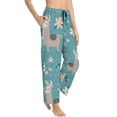 thumbnail image 2 of Haiem Teal Mama Llama Women's Pajama Pants Ultra Lightweight Pjs Bottoms Sleepwear Bottom Pants With Pocket Drawstring-Large, 2 of 9