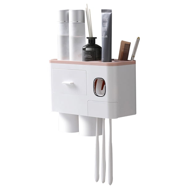 Soporte para cepillo de dientes montado en la pared, dispensador automático de pasta de dientes, exprimidor