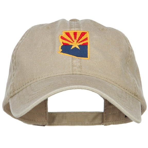 Arizona State Flag Map Embroidered Washed Cap - Khaki OSFM