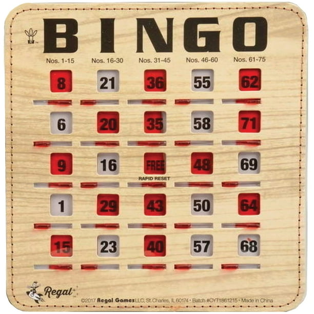 Cartones de bingo Regal Bingo Bulk con ventanas corredizas, paquete de 10