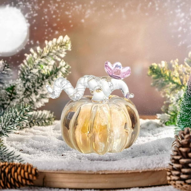Adorno de calabaza de cristal | Decoración del hogar de estilo escandinavo | Figura de vidrio multicolor para mesa, estantería o exhibición navideña
