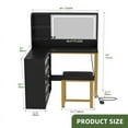 thumbnail image 3 of Uforic Makeup Vanity with Lighted Mirror, Modern Vanity Table Set with Stool, L Shaped Dressing Table with 5 Drawer for Bedroom, Black, 3 of 9