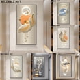 thumbnail image 2 of Póster abstracto de plumas blancas de alce geométrico y impresiones, pintura en lienzo de lujo ligera, arte de pared para sala de estar, decoración del hogar, sin marco, 2 of 5