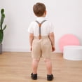 thumbnail image 4 of ZOEREA Toddler Baby Boy Clothes 1-5T Boy Gentleman Suit Short Sleeves Shirt +Suspender Pants +Bowtie Toddler Dress Boy Outfit, 4 of 5