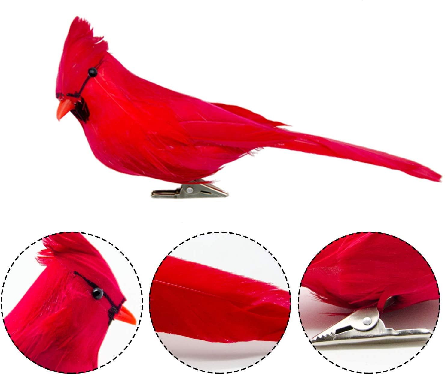 12 PCS Artificial Red Cardinal Birds with Clip-5.0 Inch Christmas Cardinal Birds Clip for Christmas Tree Ornament Decorations, Arts and Crafts(Black Cockroach)