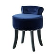 thumbnail image 3 of Inspired Home Bardot Velvet Vanity Stool Nailhead Trim Roll Back Bedroom, Navy, 3 of 9