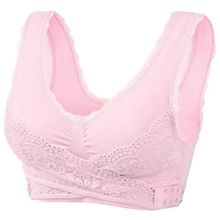Sports Bras Plus Size Women Full-Coverage Bra Feature V-Neck Balconette Bra Style W-1067 Front Closure Closure Running Girl Sports Bra Pinks 3XL
