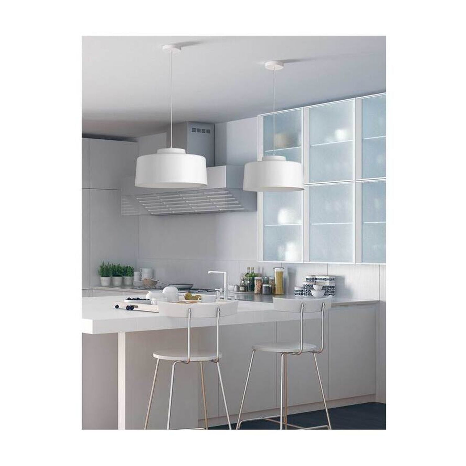 Antique Chandelier Pendant Light - White Metal Transitional Ceiling Light Fixture for Dining Foyer