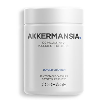 Codeage Akkermansia Muciniphila Probiotic Supplement - 3-Month Supply of Akkermansia Probiotic & Chicory Inulin - Daily Synbiotic Probiotic Chicory Root - 100 Million AFUs - Gluten-Free - 90 Capsules