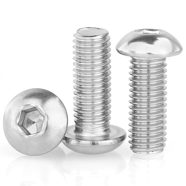 Tornillo de cabeza de botón M4-0.7 con casquillo hexagonal, tornillos M4 métricos, pernos de accionamiento hexagonal Allen, acero inoxidable, rosca completa, acabado brillante