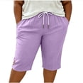 thumbnail image 5 of Ruimatai Womens Capri Cropped Pants Drawstring Elastic Waist Pocket Button Detail Plus Size Casual Vacation Trousers, 5 of 7
