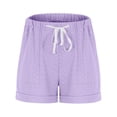thumbnail image 4 of Lenpel Women's Shorts Trendy Elastic High Waisted Drawstring Eyelet Embroidered Comfy Lounge Shorts Casual Summer Shorts with Pockets, 4 of 6
