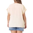 thumbnail image 4 of Women's Plus Tops with Swiss Dots Crew Neck Short Sleeve Casual Blouses 1X Beige, 4 of 6