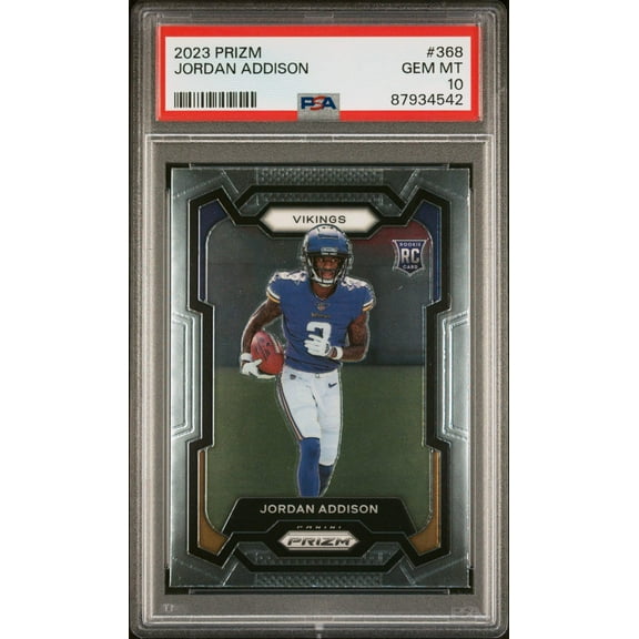 Graded 2023 Panini Prizm Jordan Addison #368 Rookie RC Football Card PSA 10 Gem Mint